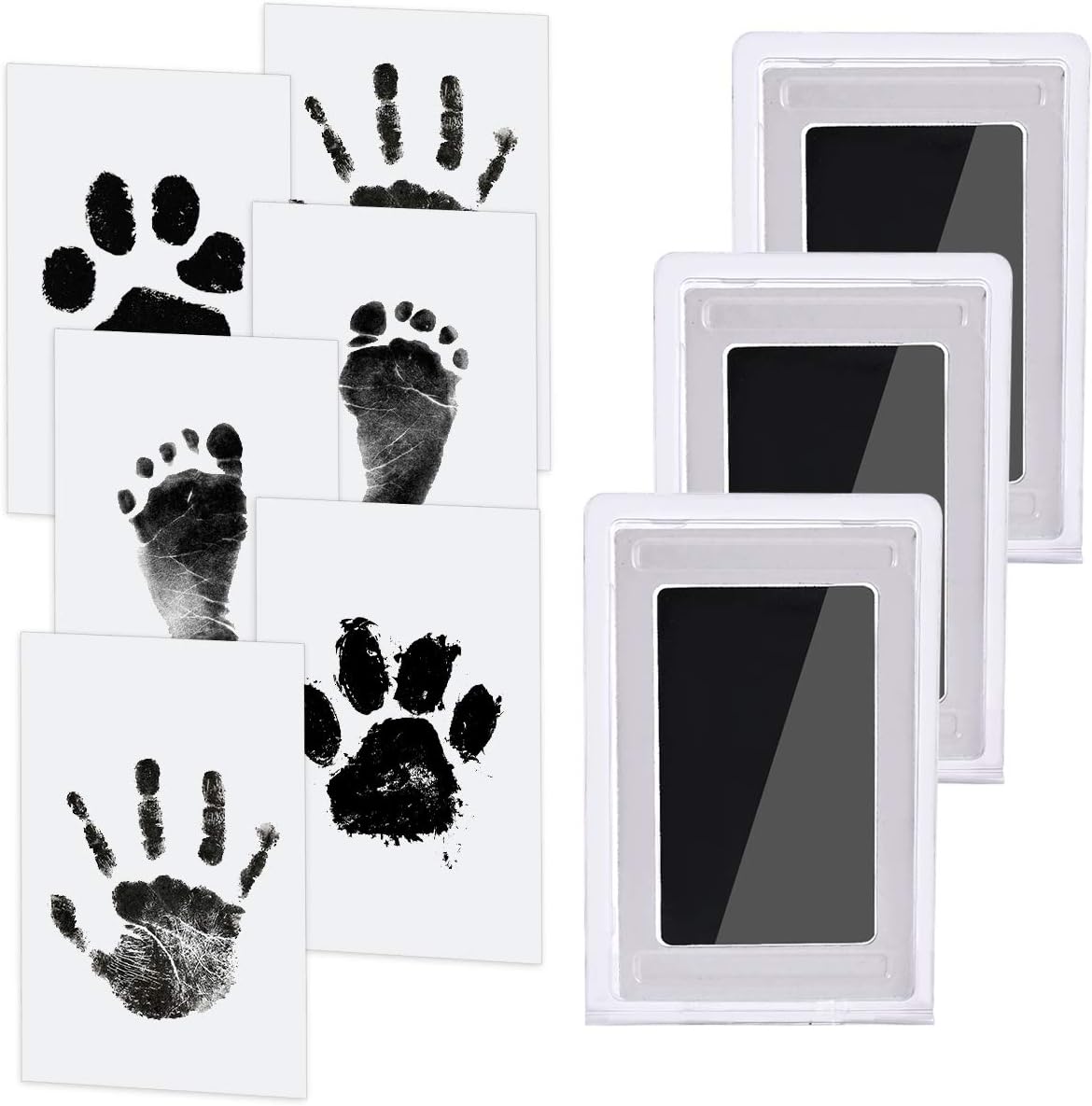 Nabance Baby Handprint and Footprint Kit, 3 Baby Inkless Print Pads, 6 Imprint C...