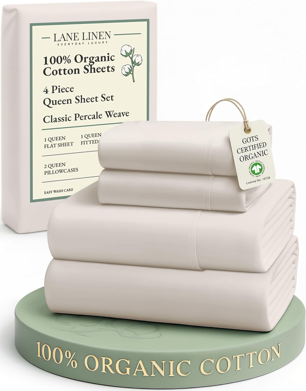 LANE LINEN Queen Sheet Set, Special Organic Cotton Sheets for Queen Size Bed, In...