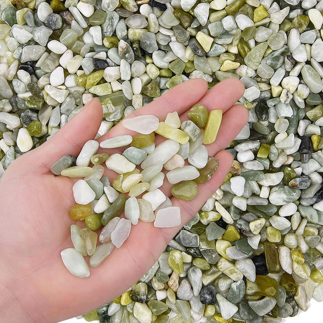 Premium Natural Polished Jade Pebbles, Special Decorative Stones for Plant Pots,...