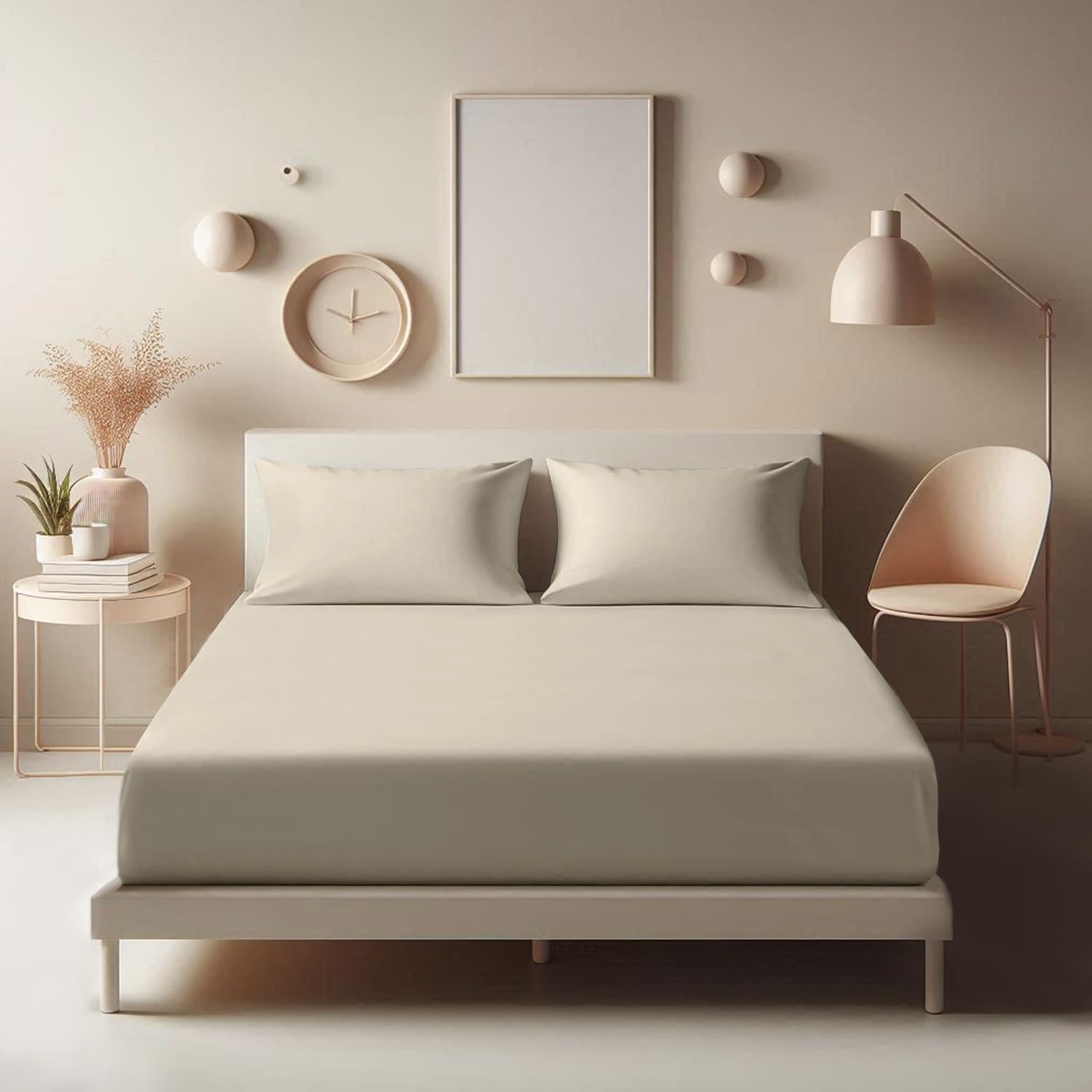 Aspire Homeware Single Fitted Sheet - 25 cm Deep Hotel Quality (Cream) Bed Sheet...