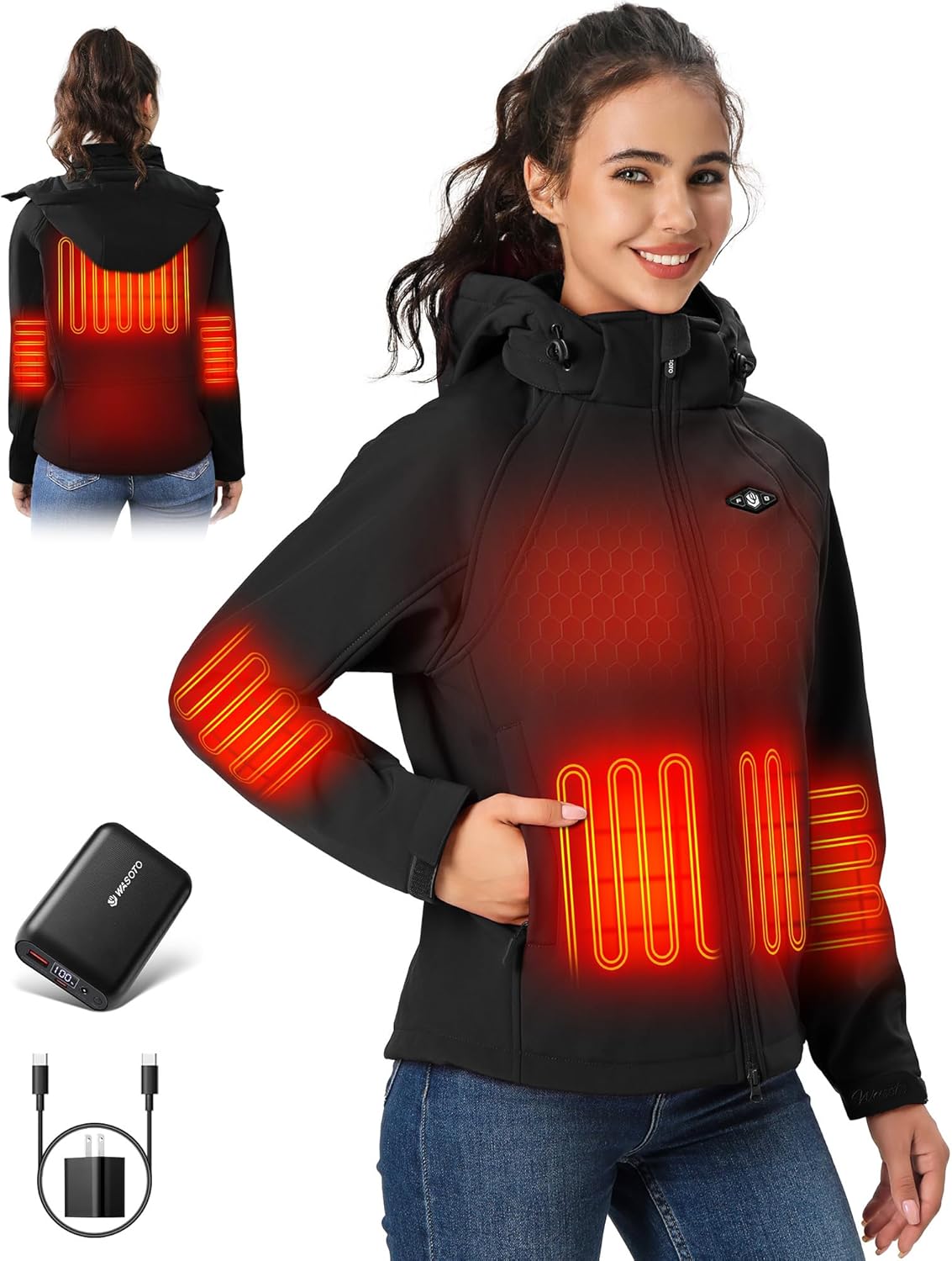 WASOTO Heated Jacket, Exceptional Heated Coat for Women With 18400 mAh Battery P...
