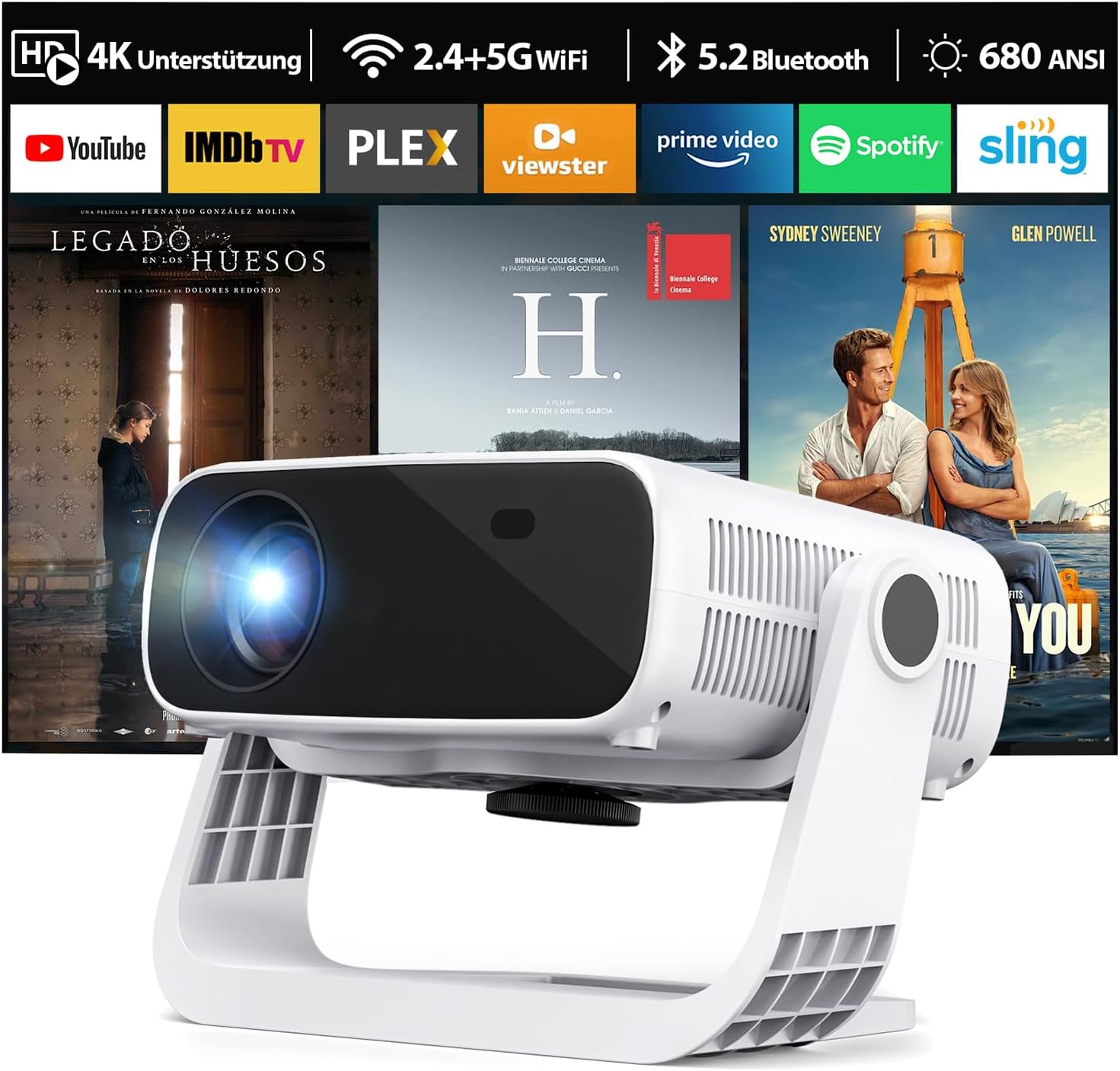 2025 New Smart Projector Built-in Apps, Android 11, Native 1080P 4K Supported Wi...