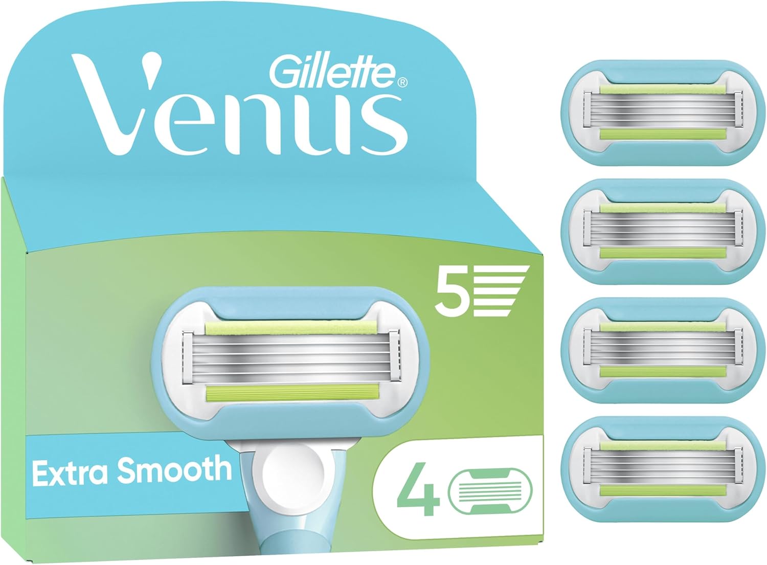 Gillette Venus Extra Smooth Razor Blades Women, Pack of 4 Razor Blade Refills, L...