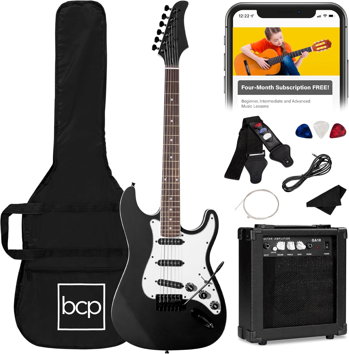 Best Choice Products 39in Full Size Beginner Electric Guitar Starter Kit w/Case,...