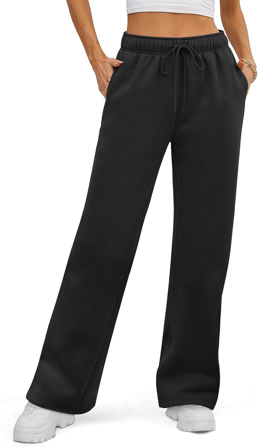 Trendy ATHMILE Womens Sweatpants 2025, Cozy Pants with Baggy Wide Fleece Lined D...