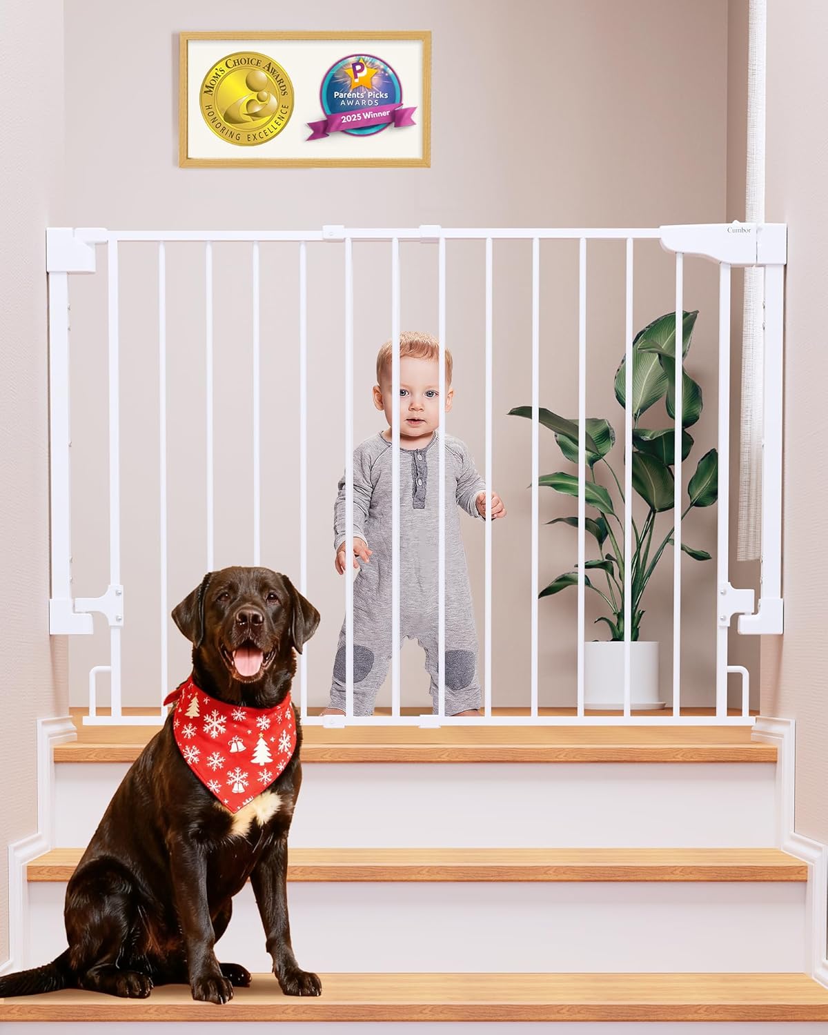 Cumbor 29.2–43" Baby Gate for Stairs, Wall-Mounted...