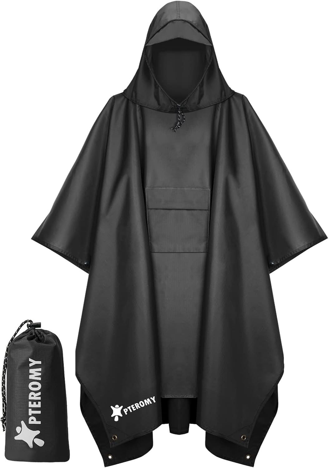 PTEROMY Hooded Rain Poncho for Adult with Pocket, Waterproof Lightweight Unisex...