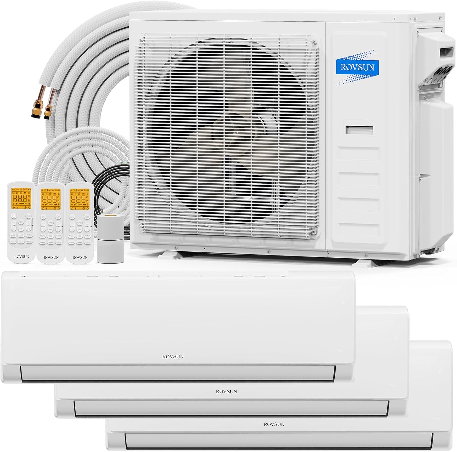 ROVSUN 3 Zone 35000 BTU (12K+12K+12K) Mini Split AC/Heating System, 19 SEER2 Tri...