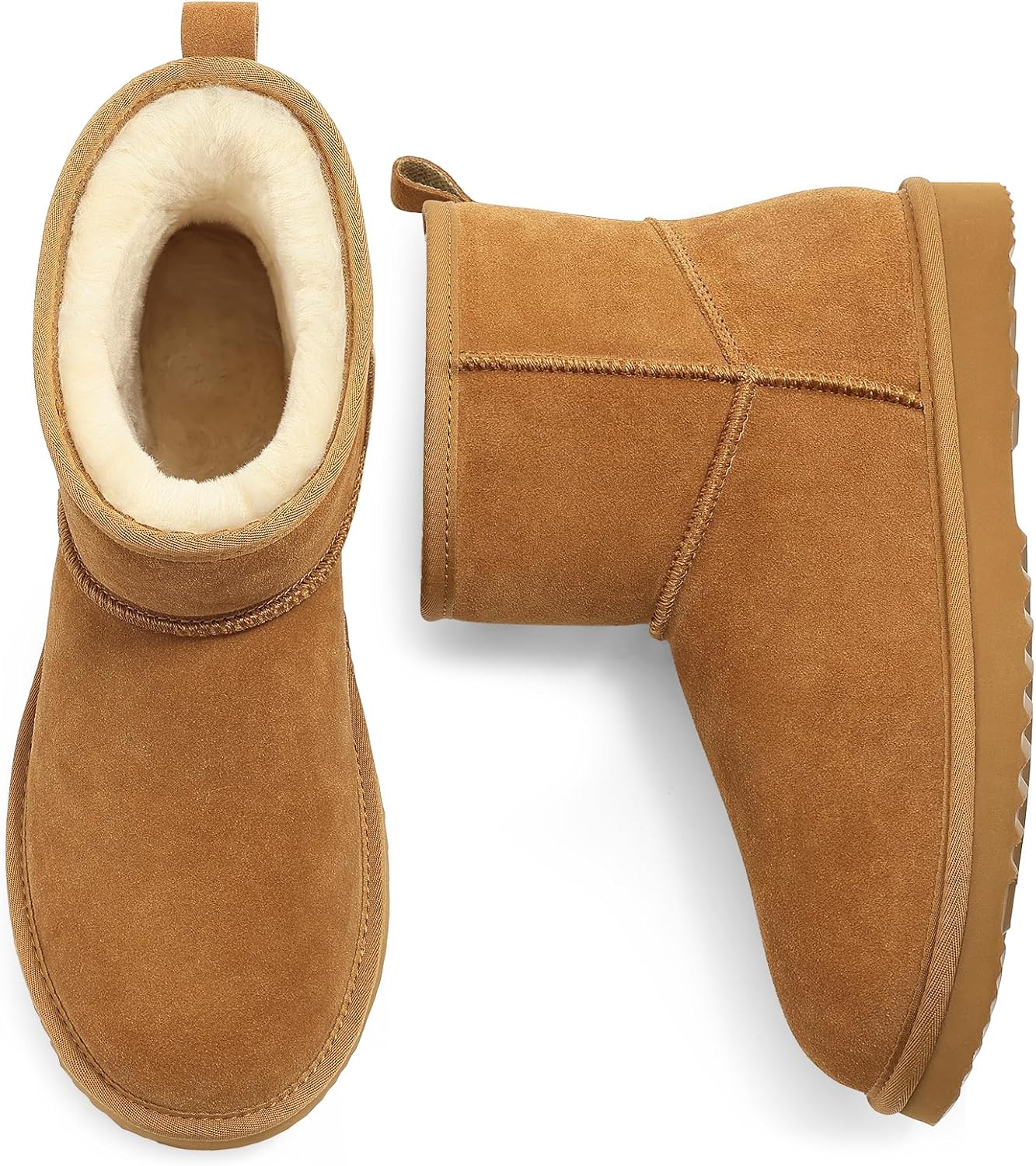 Unique Litfun Genuine Suede Mini Boots, Special Winter Warm Fuzzy Boots for Wome...