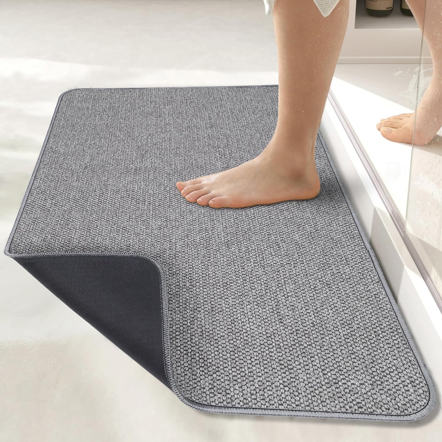 Bath Mat,Ultra Thin Bathroom Rugs,Rubber Bath Mats for Bathroom,No Slip Bath Rug...