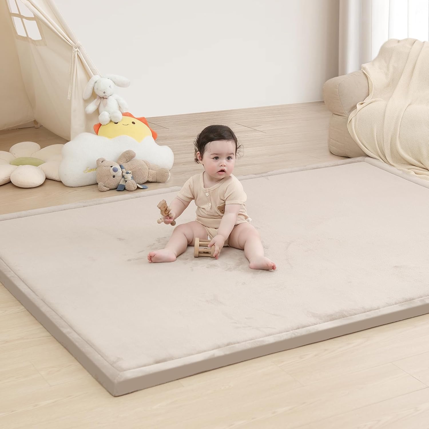 Baby Play Mat, Special Elasti Foam Tummy Time Mat for Infant Comfort, Soft Coral...