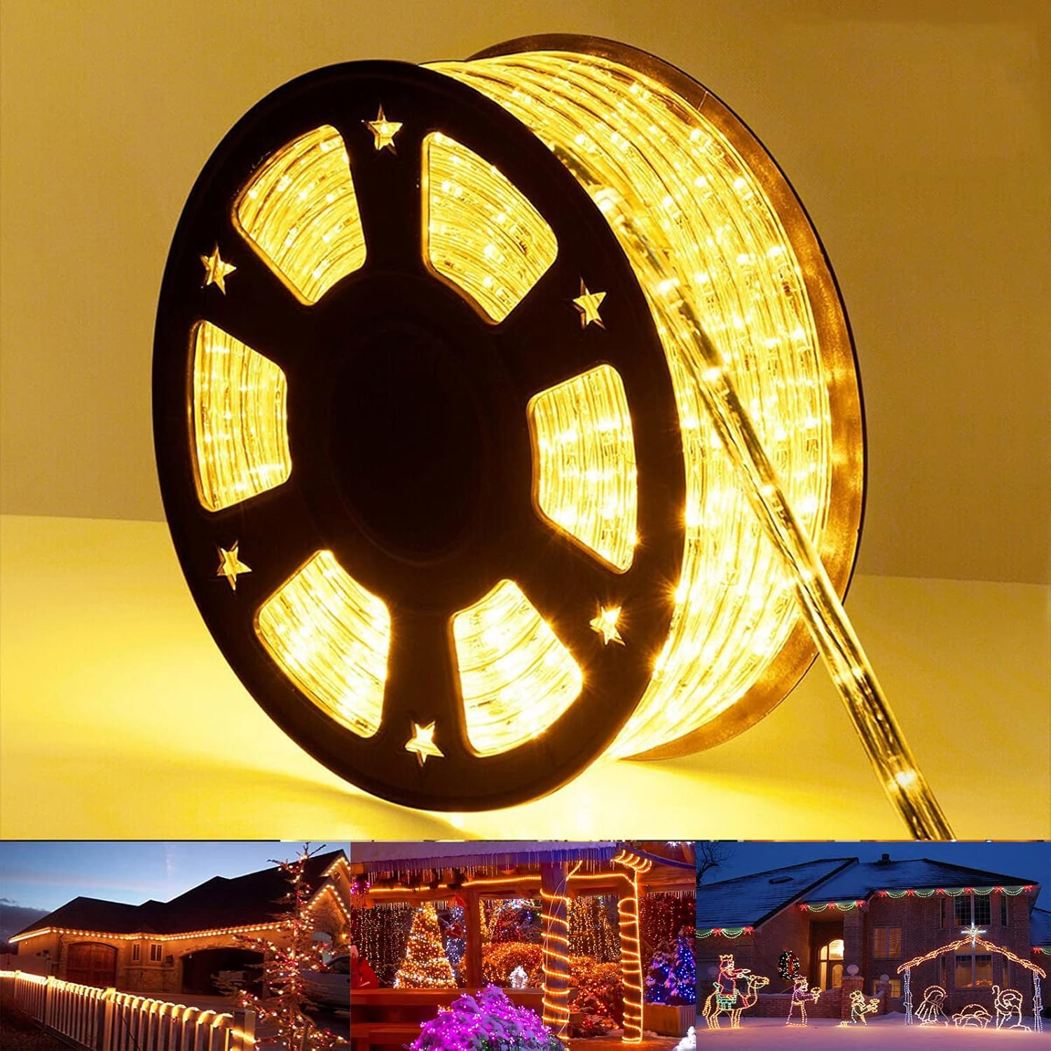 100ft LED Rope Lights Outdoor, 720 LED Connectable and Flexible Tube Lights with...