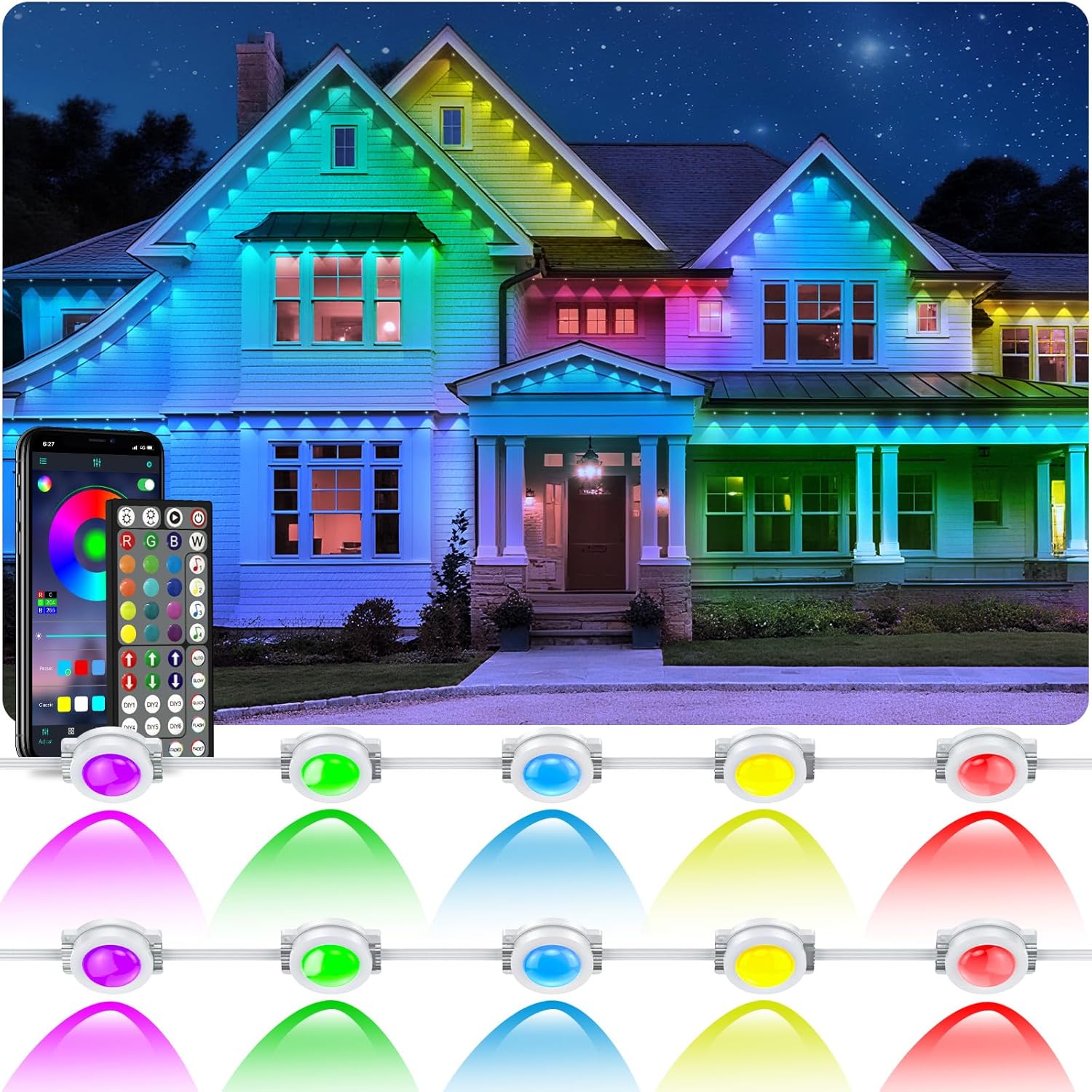 LETIANPAI 300FT Permanent Outdoor Lights,RGB Eaves Light with App Control Remote...