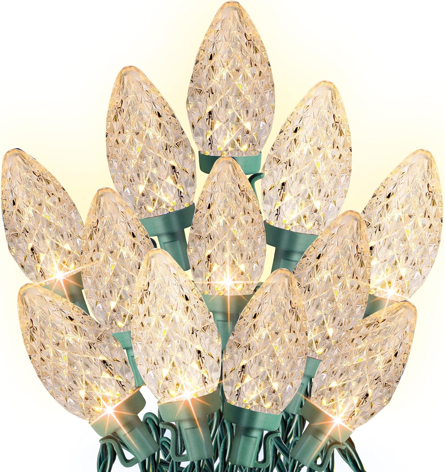 Dazzle Bright C9 Christmas String Lights, 100 LED 66 FT Waterproof Connectable G...