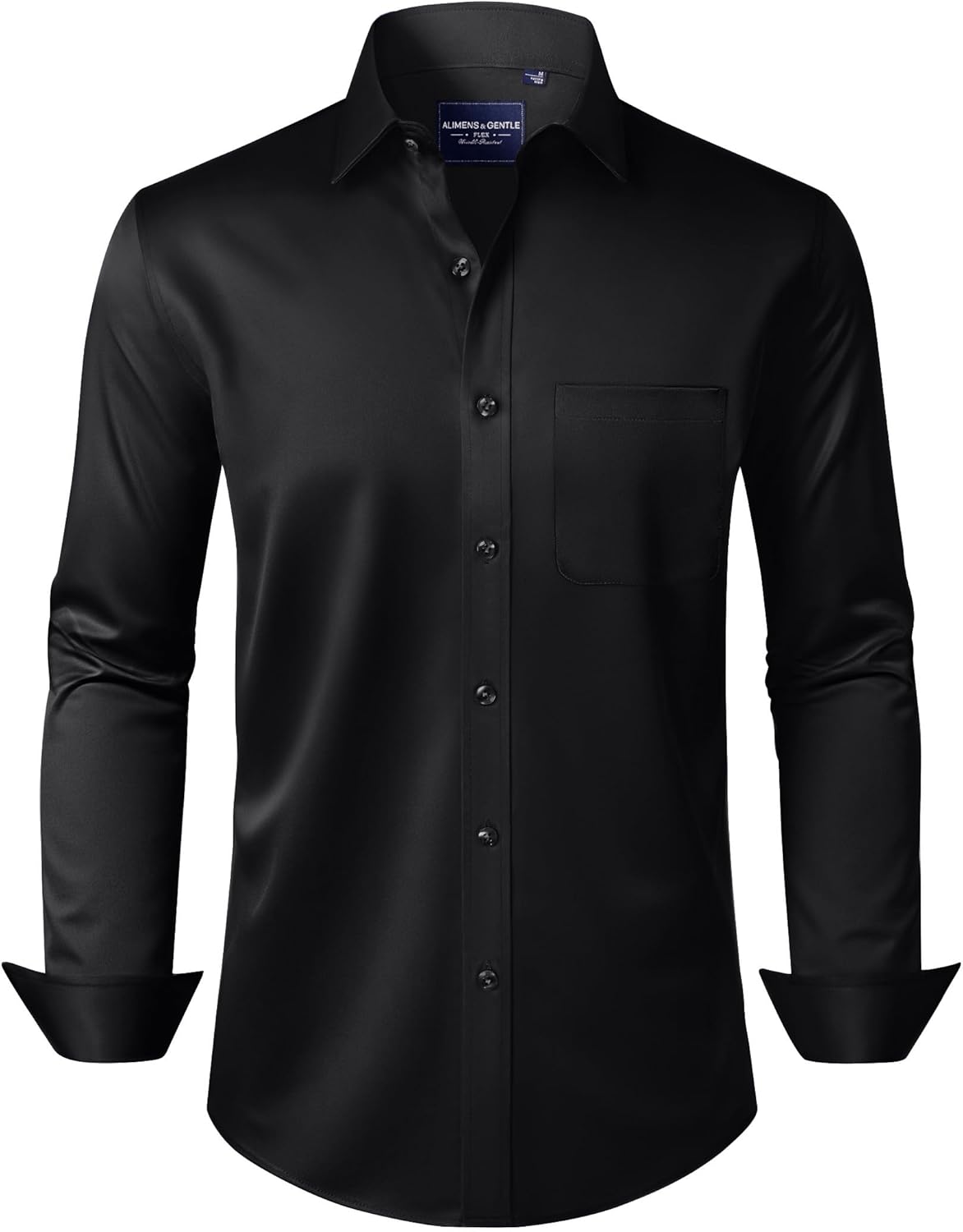 Alimens & Gentle Men's Dress Shirts Long Sleeve Wrinkle-Free Stretch Shirts Soli...