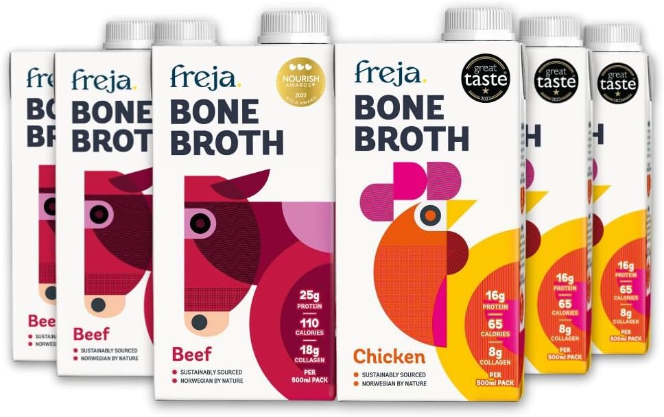 Freja Best of Bone Broth Mixed Pack | Beef & Chicken | Premium Broth | Delicious...