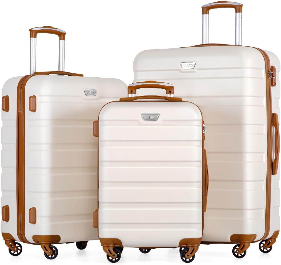 Coolife Luggage Set, Special 3 Piece Suitcase Spinner, High-Quality Hardshell Su...