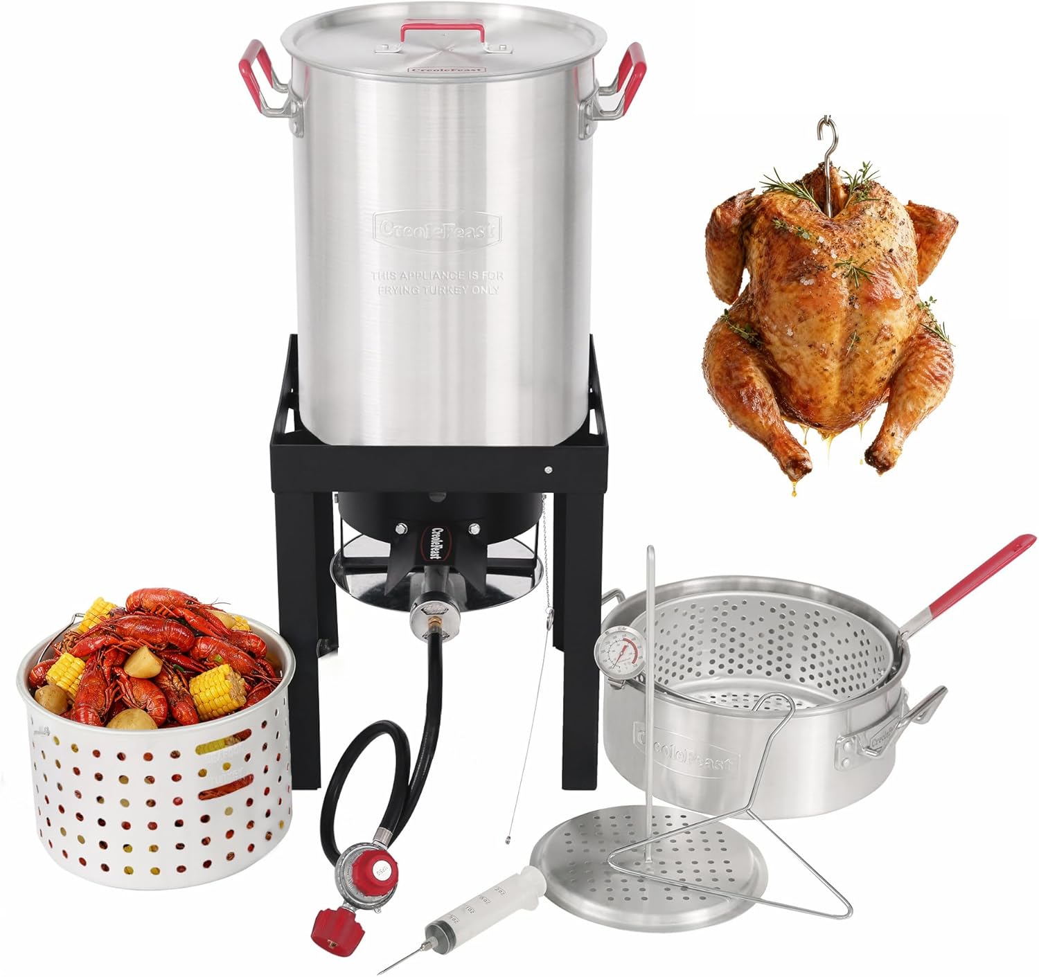 CreoleFeast TFS3010 Propane 30 Qt. Turkey and 10 Qt. Fish Fryer Boiler Steamer S...