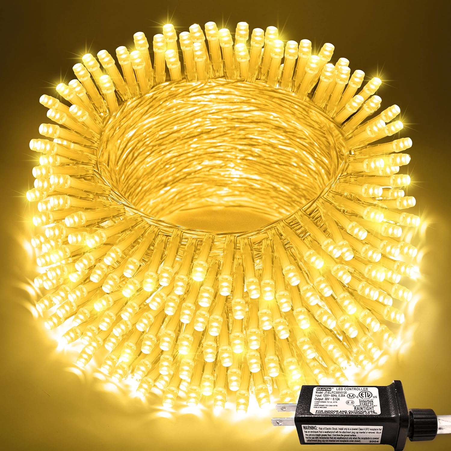 JMEXSUSS 200 LED Christmas Lights Indoor Outdoor, Connectable Warm White Christm...
