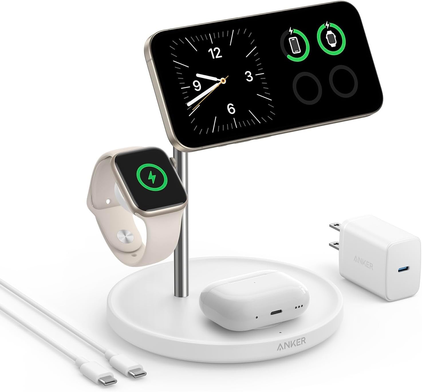 Anker MagSafe Charger Stand, iPhone 17 Wireless Charging Station, MagGo 3 in 1 C...