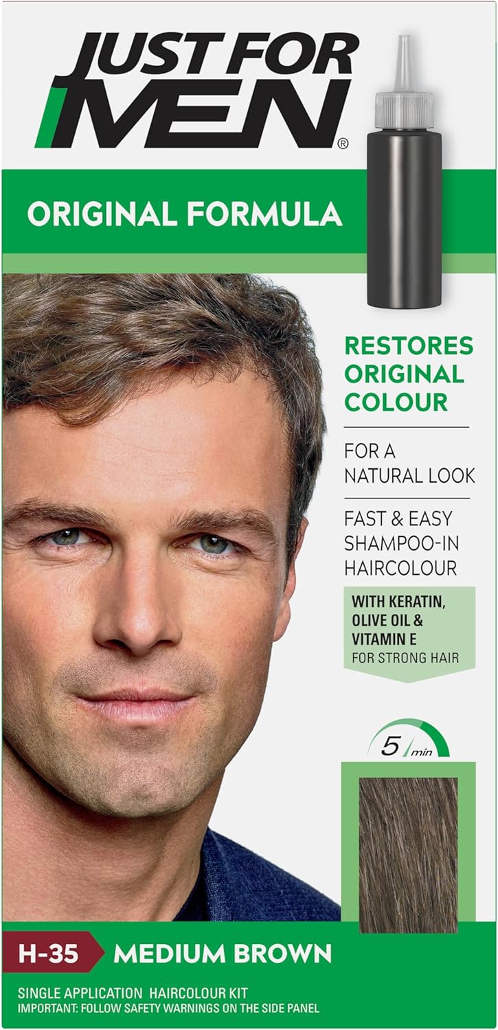 Just for men Original Formula Medium Brown Hair Dye, Restores Original Colour fo...