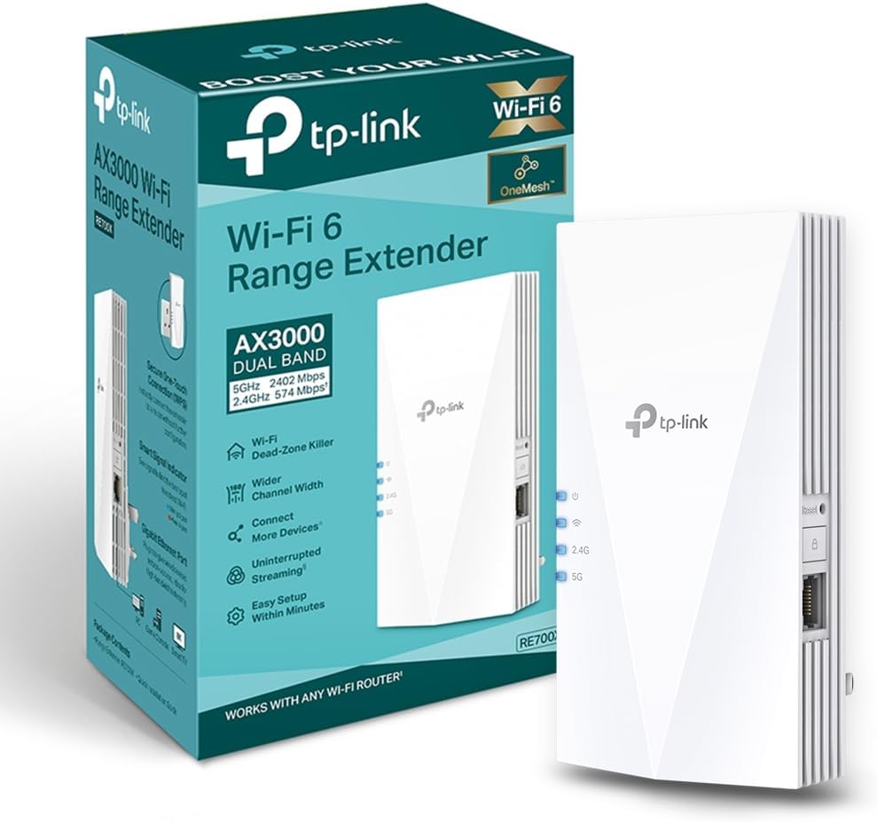 TP-Link RE700X WiFi 6 AX3000Mbps WiFi Extender Booster, Internet Booster, Gigabi...