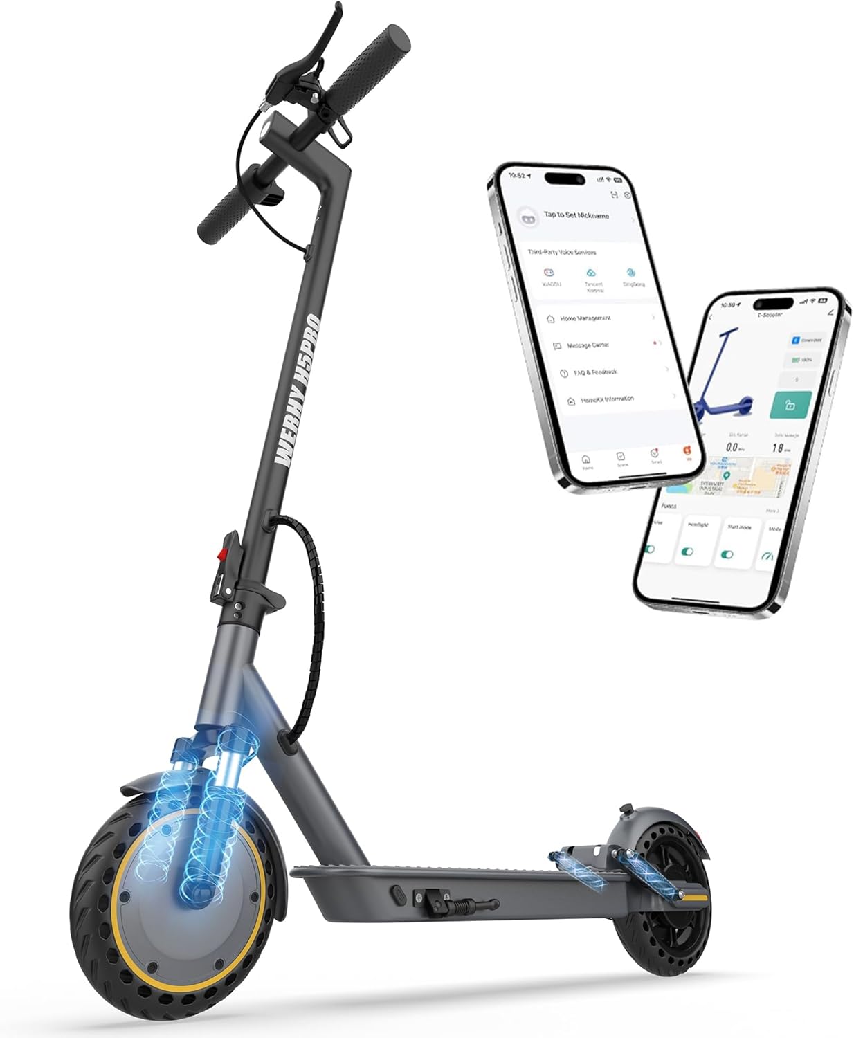 Electric Scooter with Dual Suspension, 10"/8.5" Solid Tire, 500W/350W Powerful M...