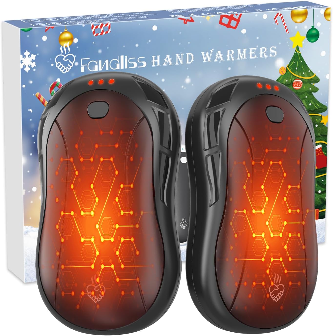 2-Pack Hand Warmers Rechargeable,FANDLISS 6000mAh Large Battery Capacity Hand Wa...