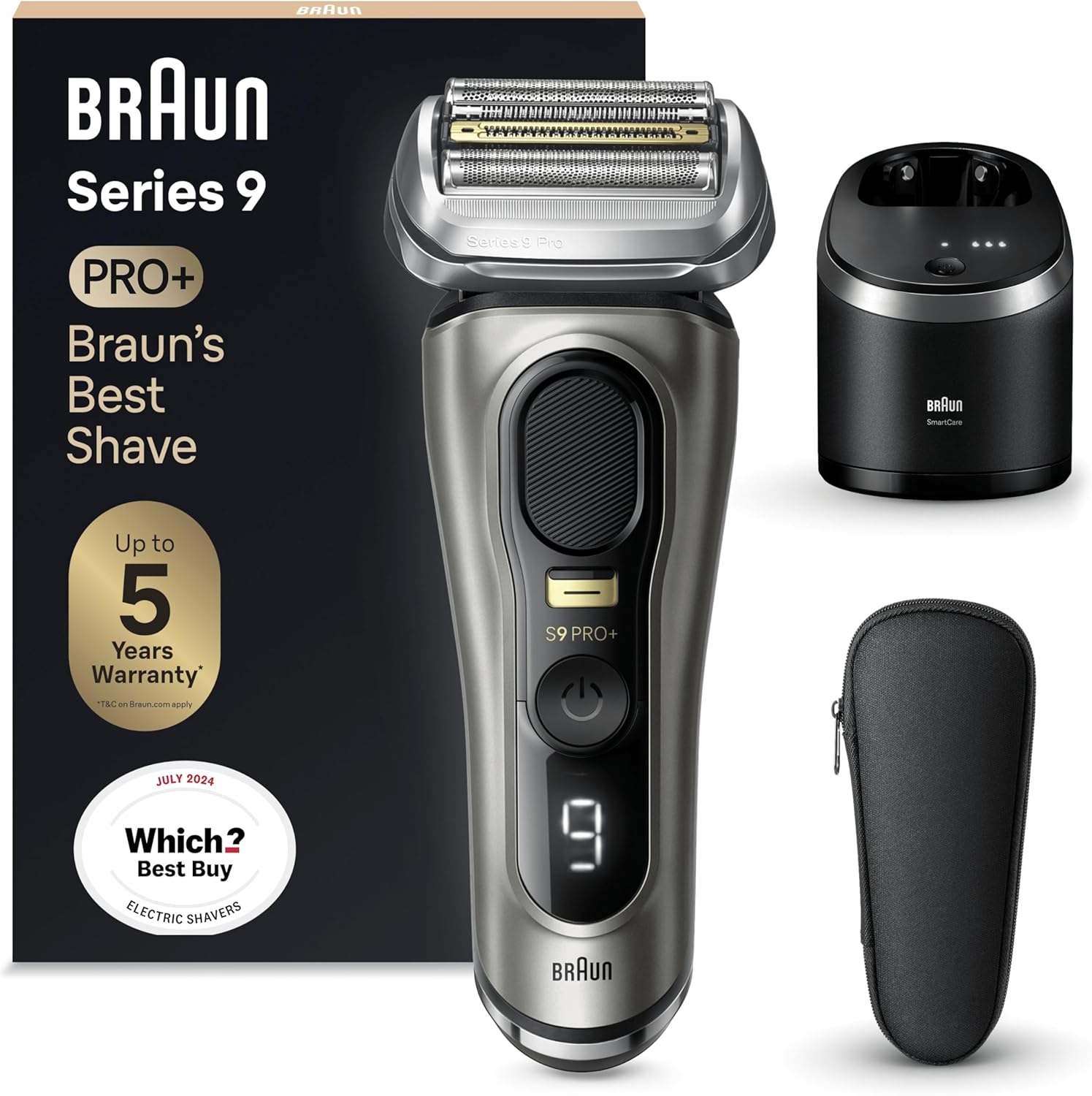 Braun Electric Shaver for Men 9 PRO plus Series, 5 Pro Shave Elements & Precisio...
