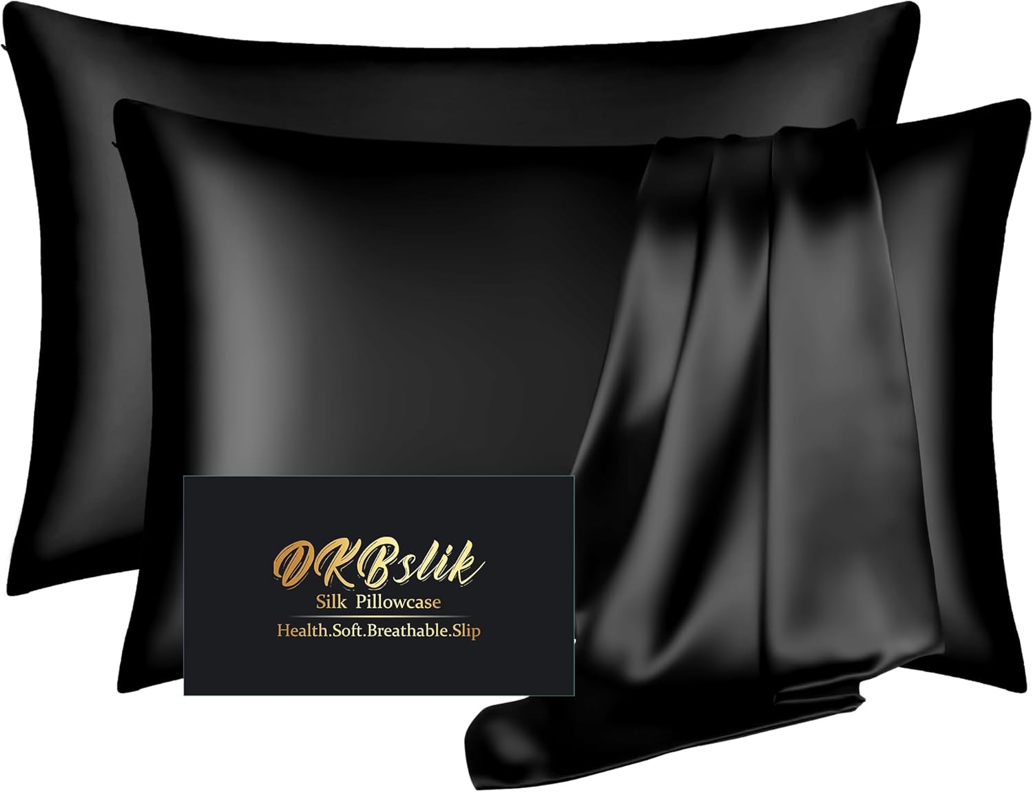 Premium Silk Pillow Cases 2 Pack, Luxurious Mulberry Silk Pillowcases Standard S...