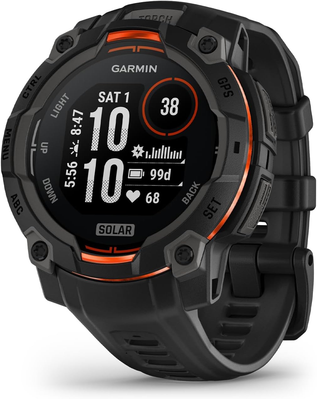 Garmin Instinct® 3 45mm, Solar Charged Display, Rugged Outdoor GPS Smartwatch, M...