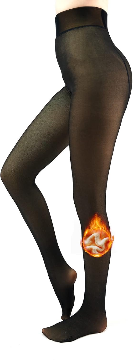 Fleece Lined Tights Sheer Women - Fake Translucent Warm Pantyhose Leggings Sheer...