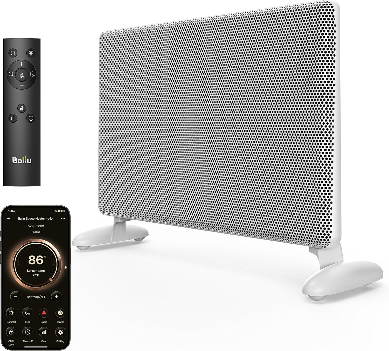 Ballu Mica Infrared Space Heater Indoor Use,Large Room Panel Heater with Program...