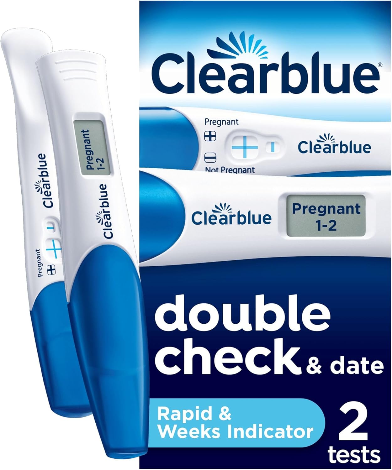 Clearblue Pregnancy Test Double-Check & Date Combo Pack, Result As Fast As One M...