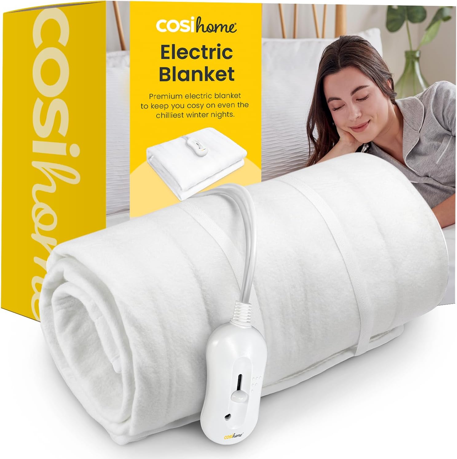 Cosi Home Single Electric Blanket - Premium Microfleece, Soft Touch Heated Fitte...