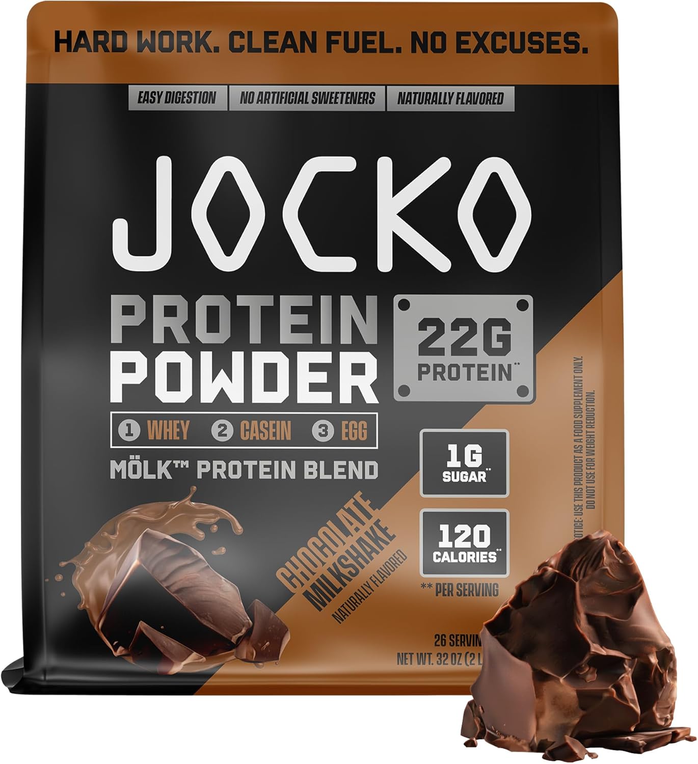 Jocko Fuel Mölk Whey Protein Powder 22g Protein - Low Sugar Monk Fruit Blend - M...