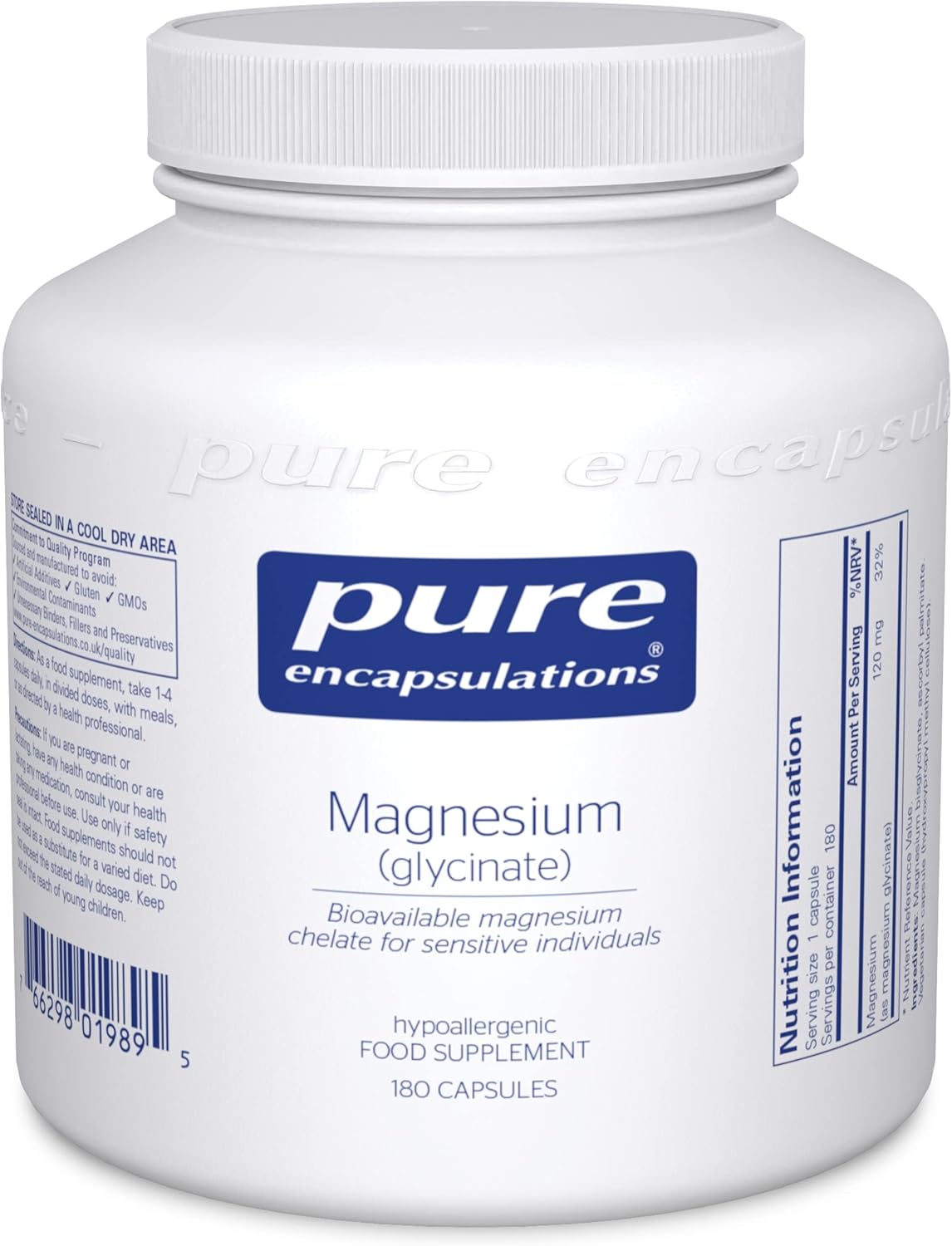High-Quality Pure Encapsulations Magnesium Glycinate, Specialized Tiredness and...