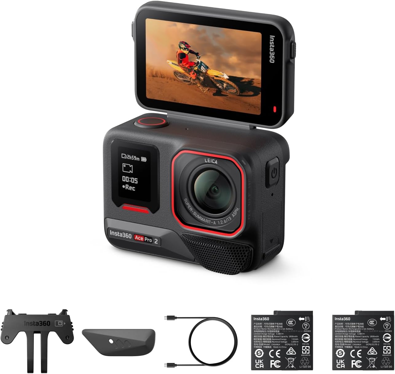 Premium Insta360 Ace Pro 2, High-Quality 8K Waterproof Action Camera, Dual Batte...