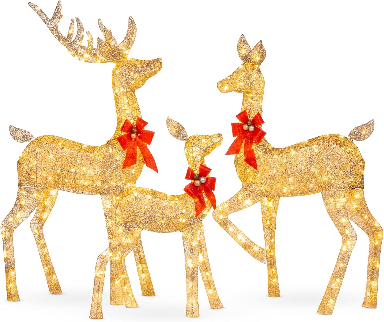 Best Choice Products 3-Piece Large Lighted Christmas Deer Family Set 5Ft Outdoor...