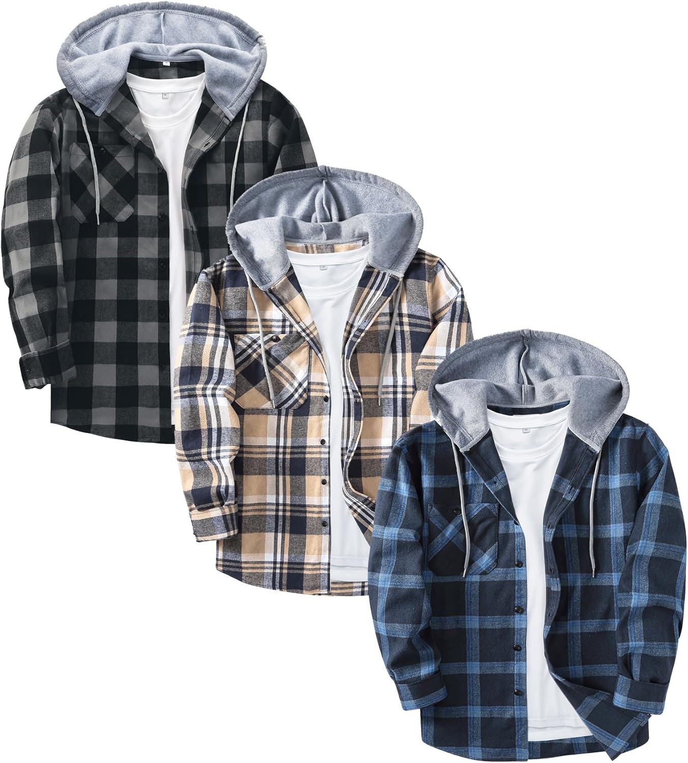 Top Quality ZITY Flannel Hoodie Shirts, Stylish Men's Long Sleeve Shirt Jacket,...