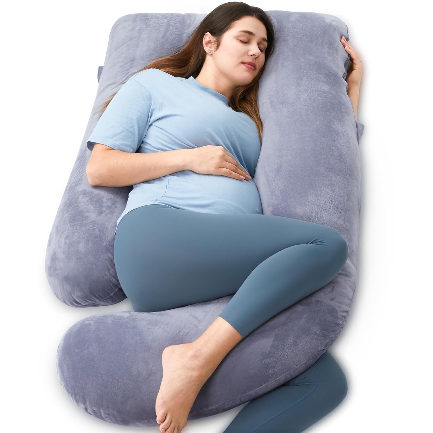 Momcozy Pregnancy Pillows for Sleeping, U Shaped Full Body Maternity Pillow with...