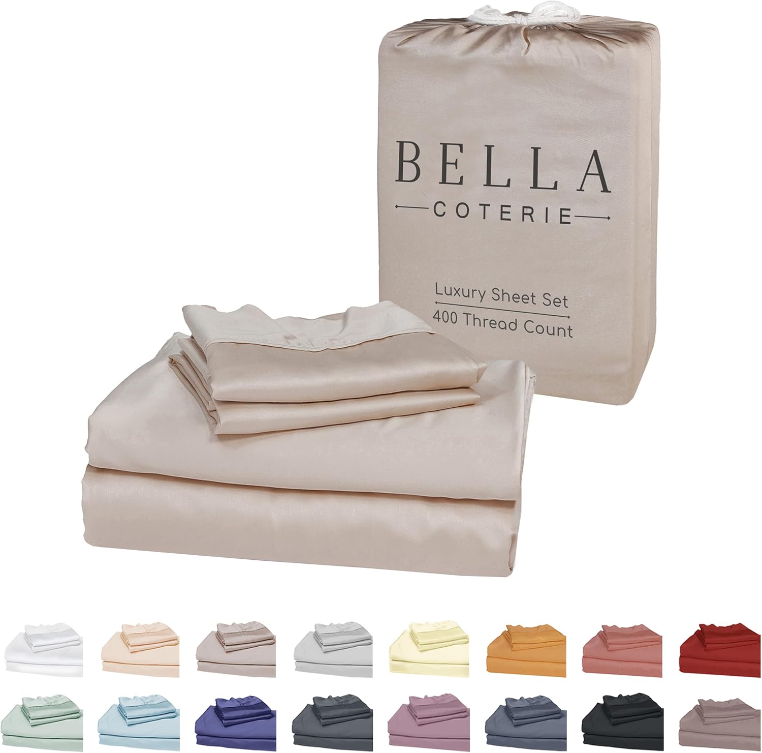 Bella Coterie Luxury Bamboo Viscose King Size Sheet Set | 100% Organically Grown...