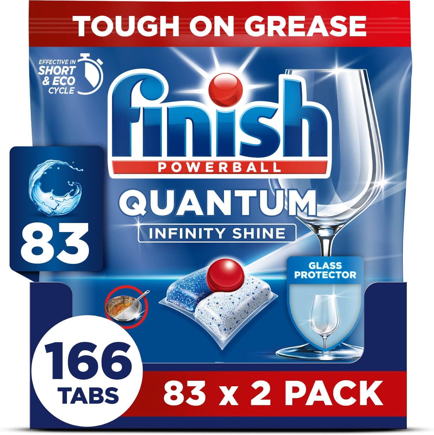 Finish Dishwasher Tablet, Quantum Infinity Shine, 166 Tablets (83 x 2 pck), Fres...