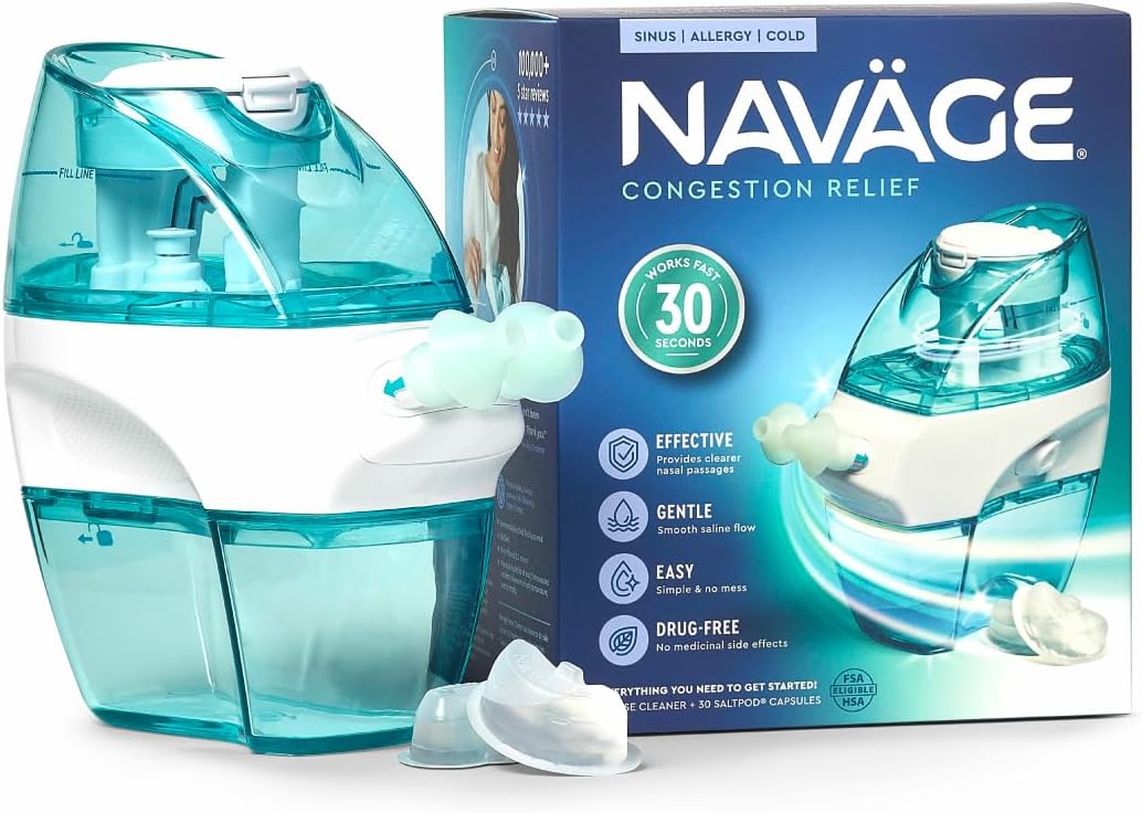 Navage Starter Bundle - Nasal Irrigation System - Saline Nasal Rinse Kit with 1...