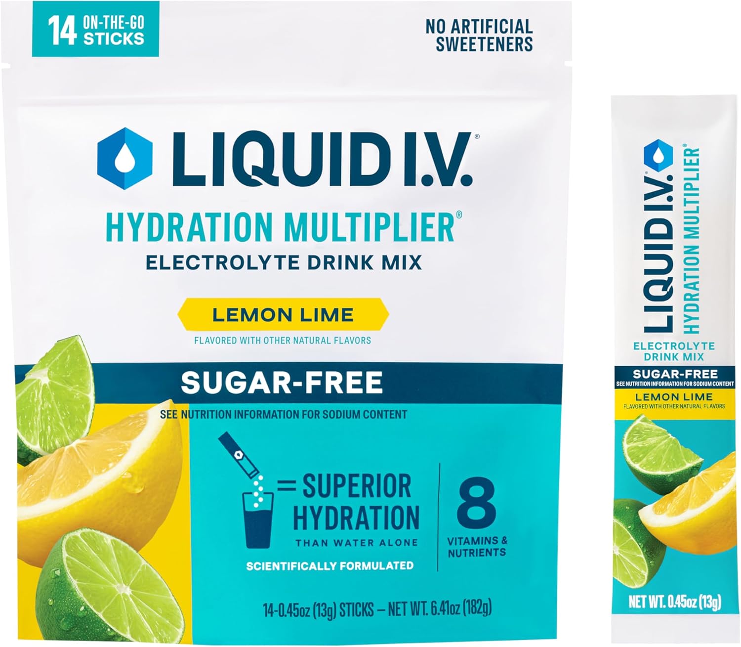 Liquid I.V. Sugar-Free Hydration Multiplier - Lemon Lime – Hydration Powder Pack...