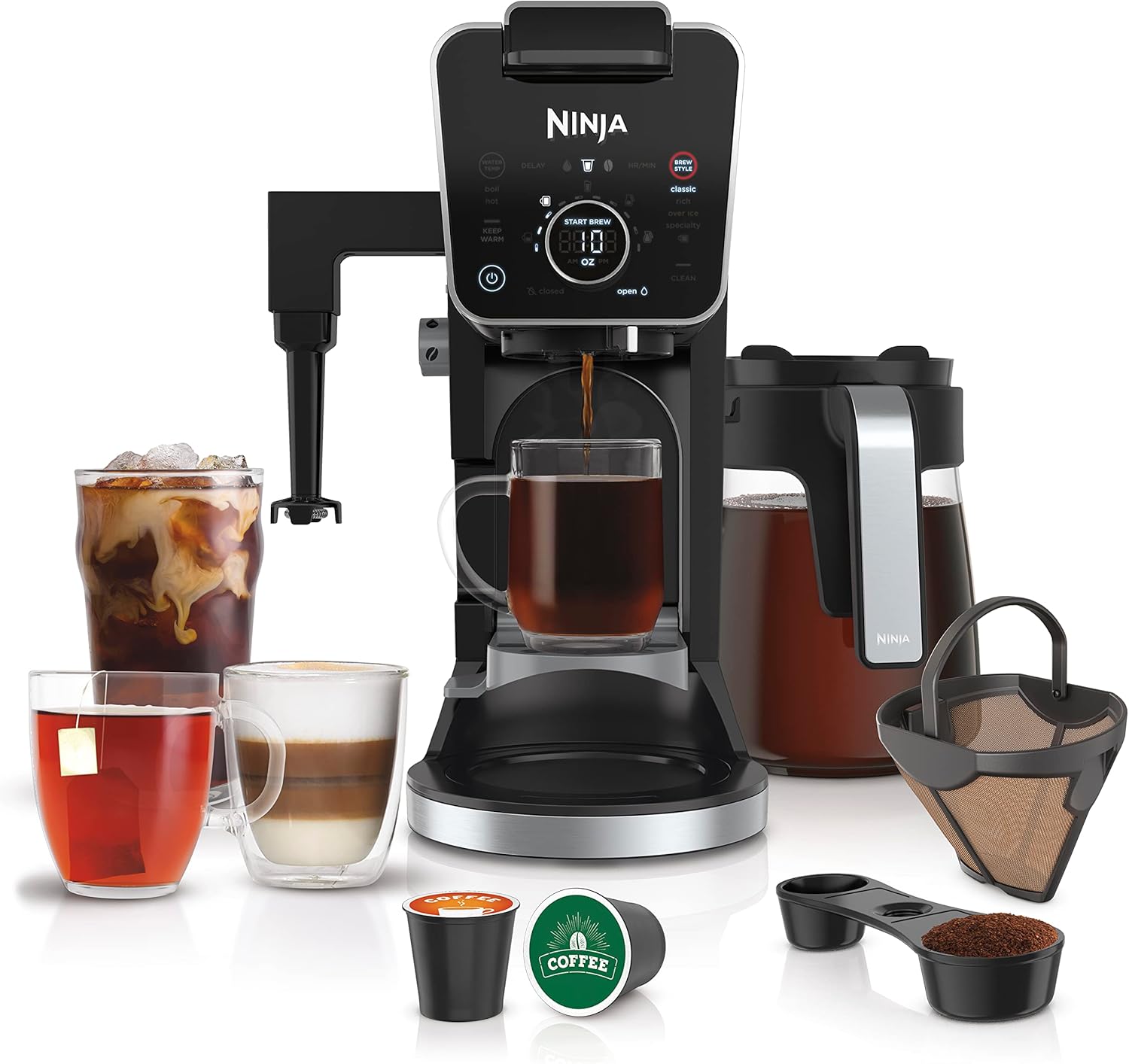 Ninja Hot and Iced Coffee Maker, Single Serve Coffee Maker and Drip Coffee Machi...