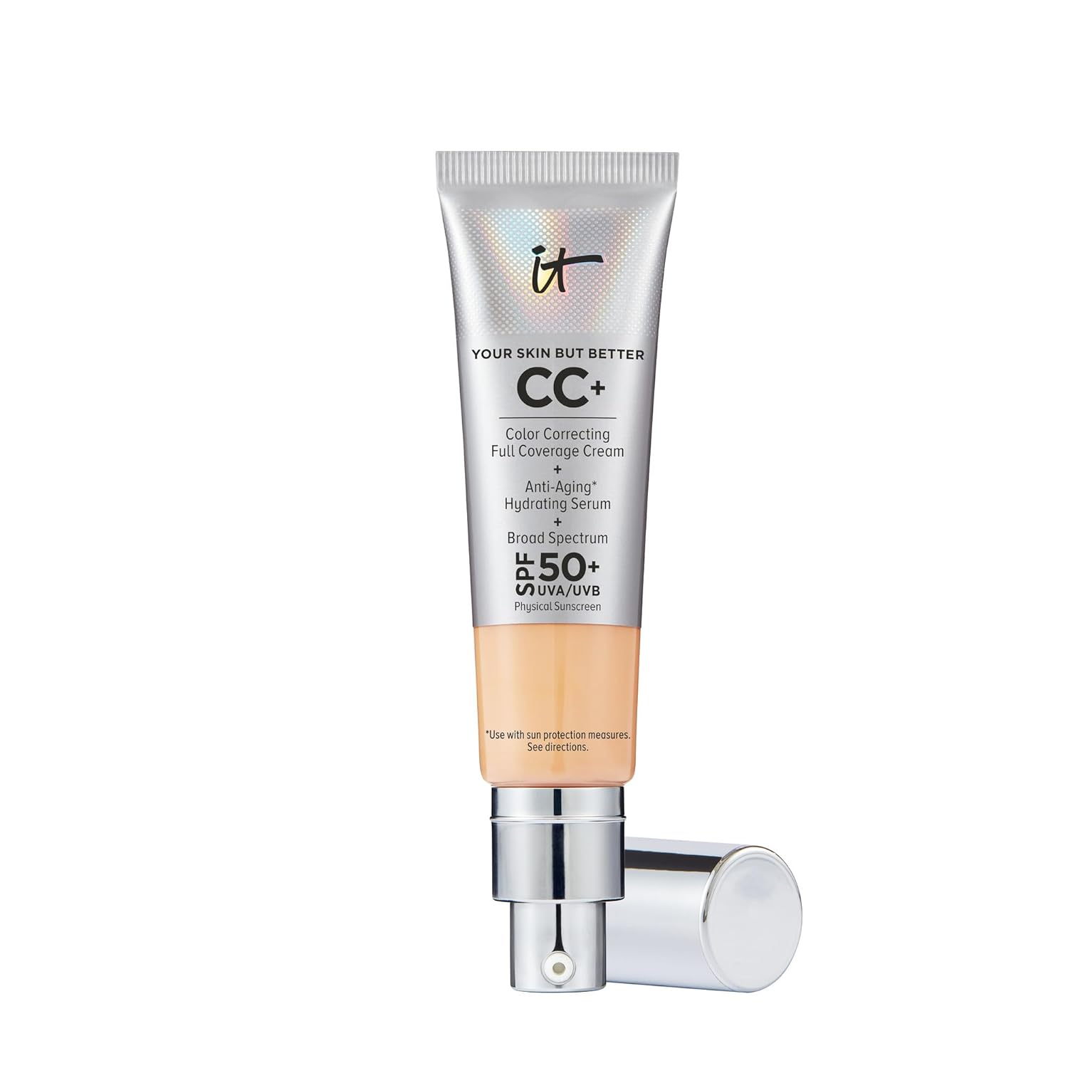 IT Cosmetics CC+ Cream - Natural Full Coverage Foundation With SPF 50+, Color Co...