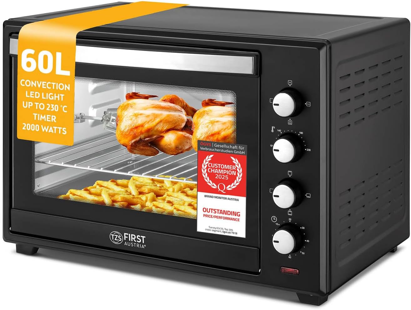 Special TZS First Austria Electric Oven, Innovative Worktop Oven with 60L Capaci...