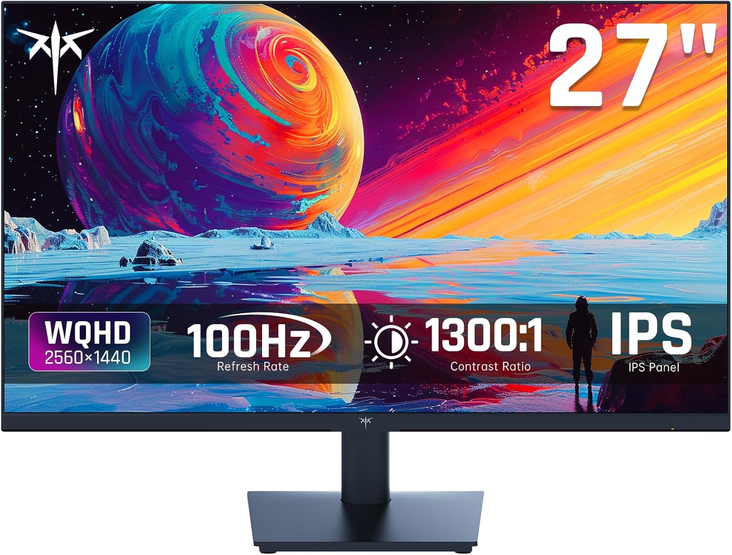 KTC 27 Inch Monitor 1440P, QHD 2K@100Hz IPS PC Monitor, Ultra Thin Bazels, Anti-...