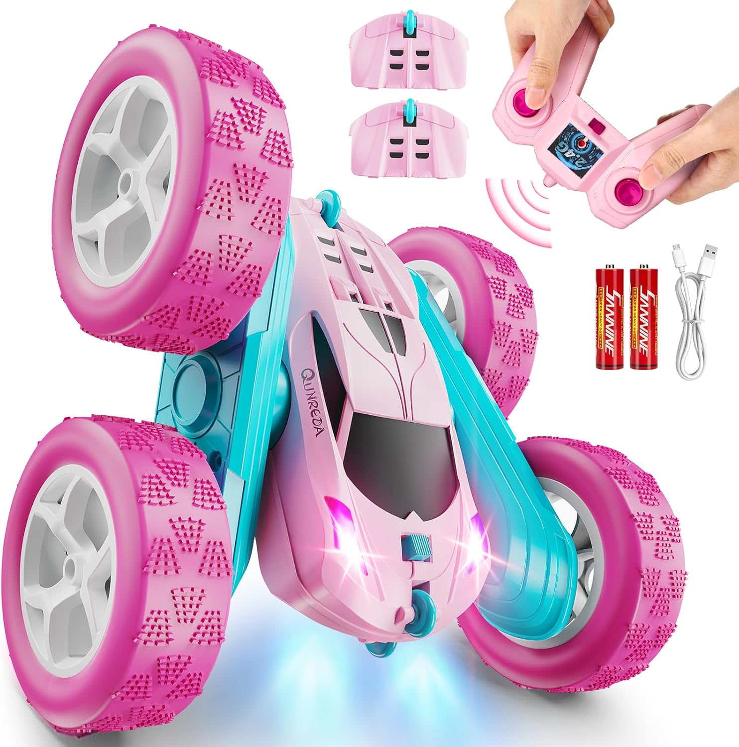 RC Cars, Pink Remote Control Car for Girls, 2.4 GHZ Double Sided RC Stunt Car 36...